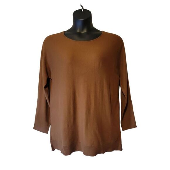 NWT Michael Kors Long Sleeve Brown Viscose Blend Sweater Size Large - Picture 1 of 7